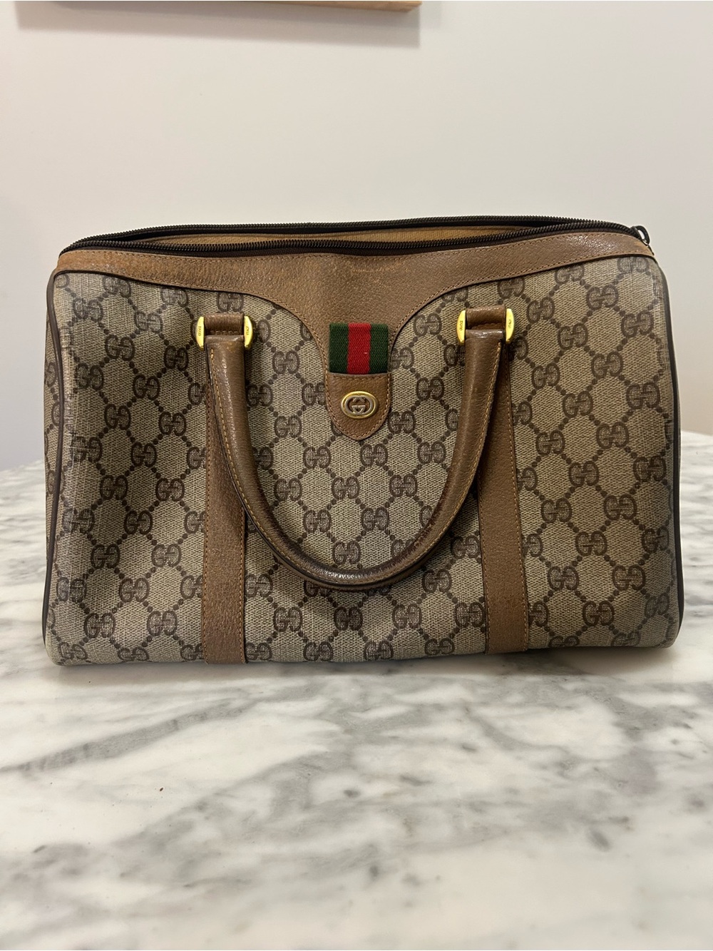 Gucci Ophidia Monogram Boston Bag